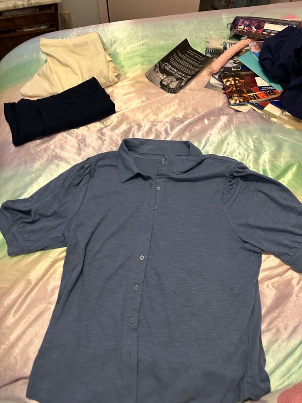GAP Women's Button-Down Shirt - Slate Blue